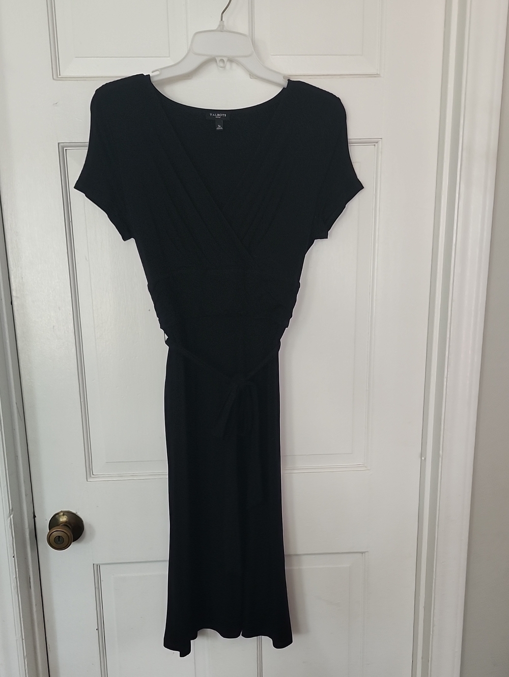 Talbots Black Wrap Maxi Dress with Tie Waist